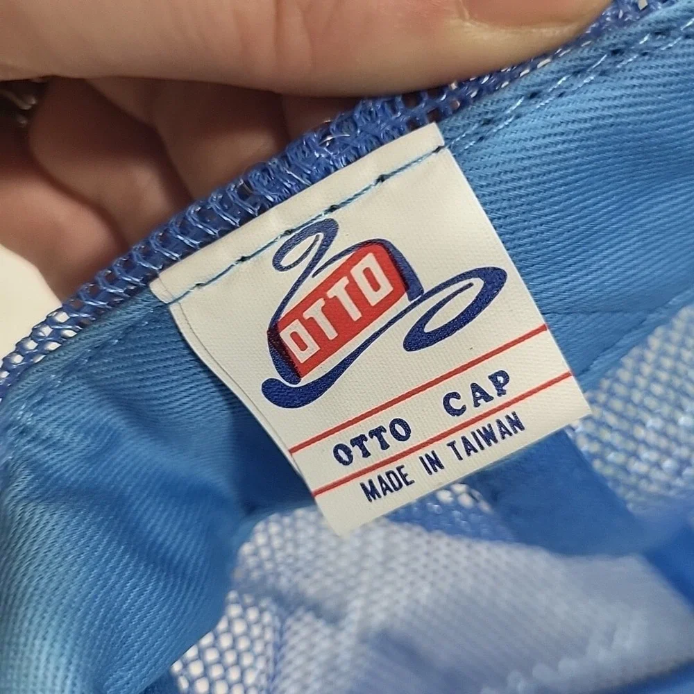 Vintage 80s Trucker Hat Dutch Girl Anniversary Blue Mesh‎ Snapback Otto Ball Cap